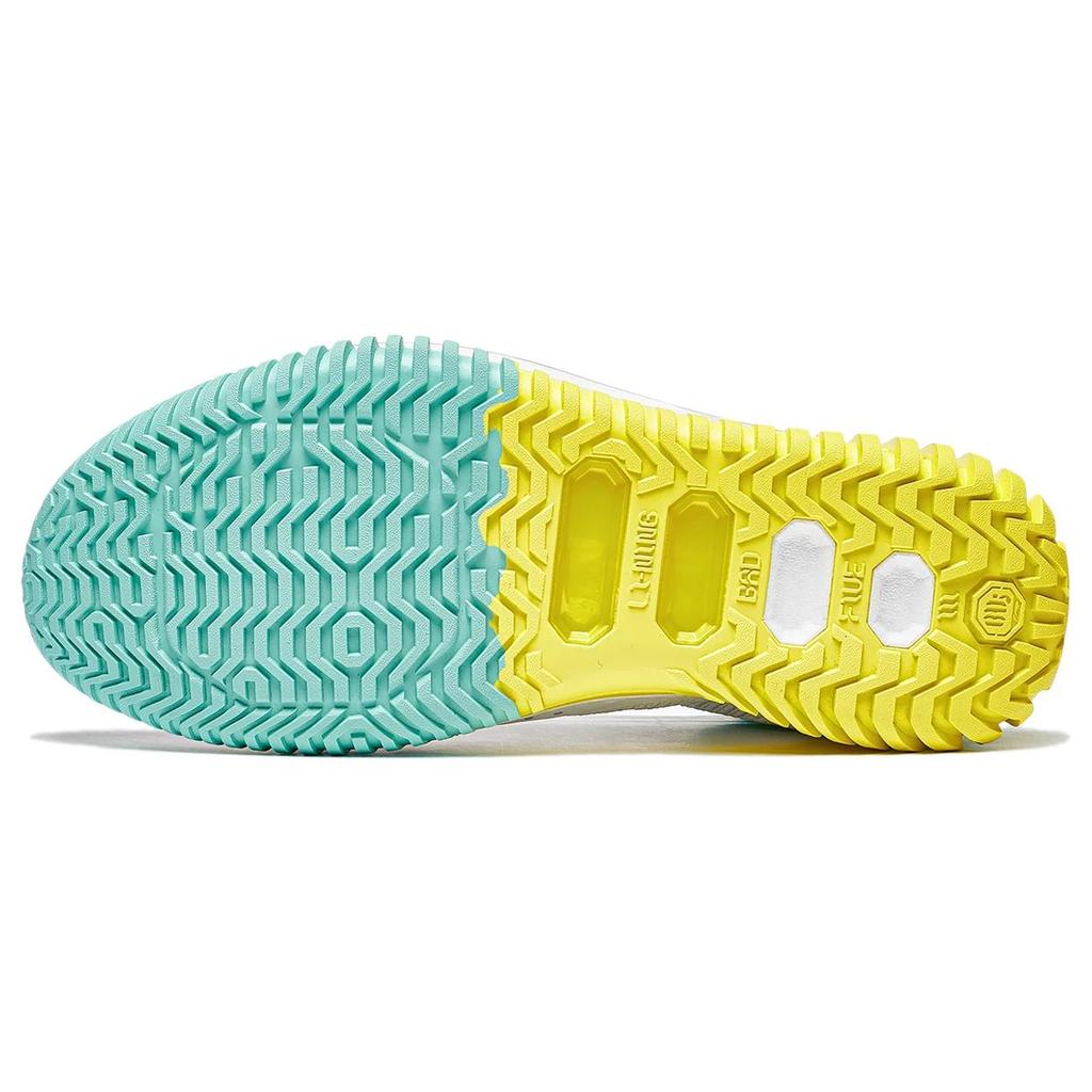 New LiNing Badfive 3 Cushioning, Slip Resistant, And Abrasion Resistant Mid Top Basketball Shoes Men's White Green Yellow ABFT005-9