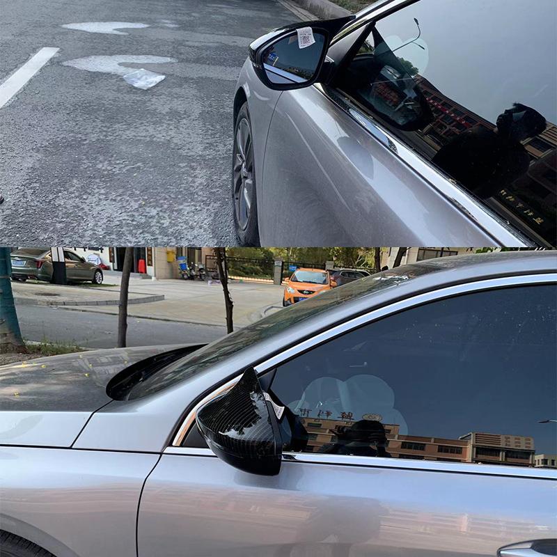 For Peugeot 508 Sharp Corner Mirror Cover ABS Material Bright Black Carbon Fiber