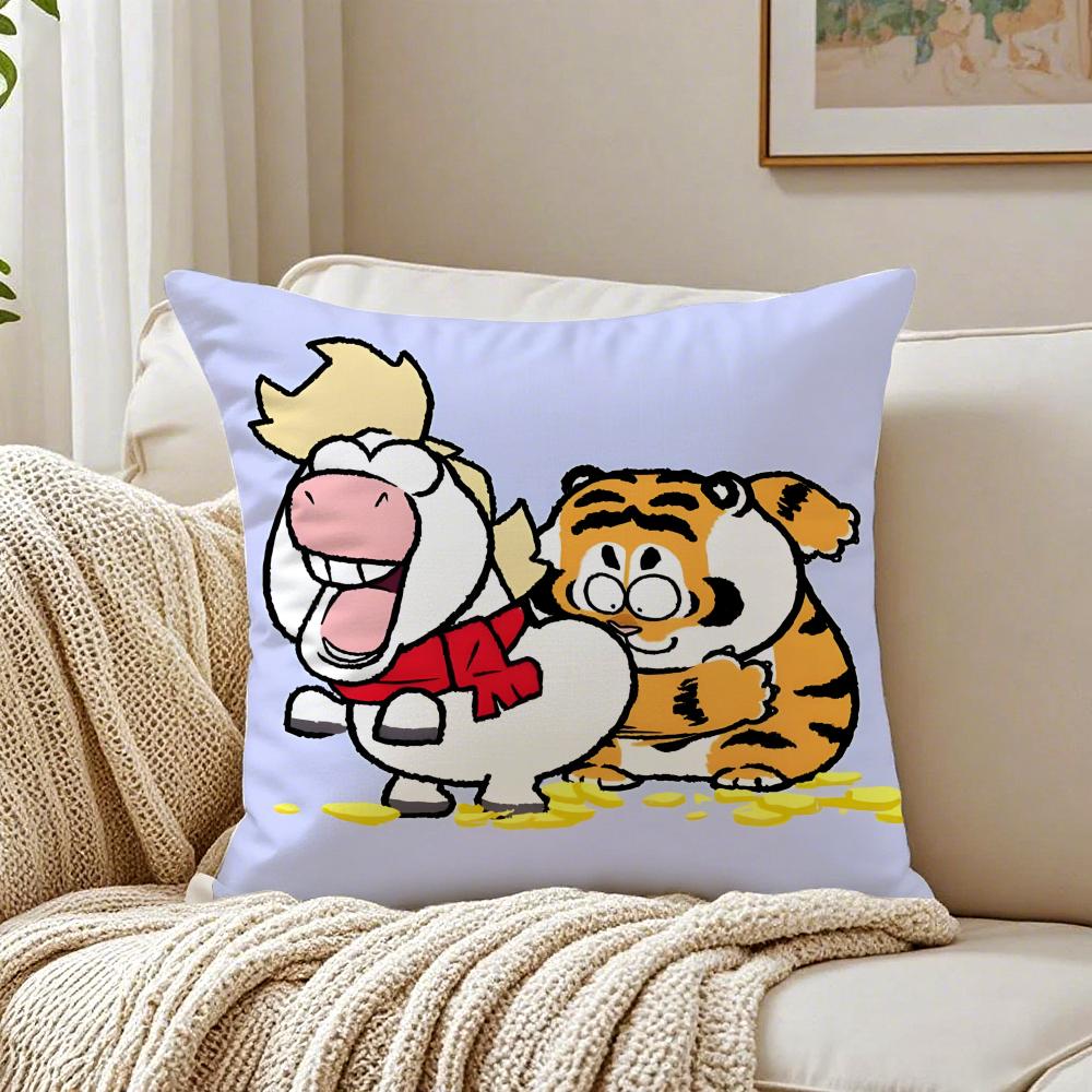 Y-Year Of The Horse Graffiti Cushion Cover Pillowcase Anti-Dustmite Living Room Sofa Decor Cushion Room