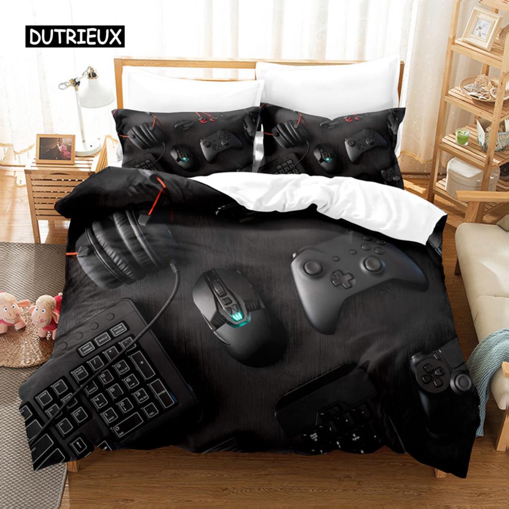 

Games Duvet Cover Set Electronic Game Twin Bedding Set Polyester Handheld Gamer Console Videogame Controller Printed Quilt Cover EU single(135x200cm)