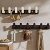 Black Walnut Wood Adhesive Hook Set Door Back Wall 3 To 8 Hooks No Drill Modern Minimalist Entryway Bathroom Key Coat