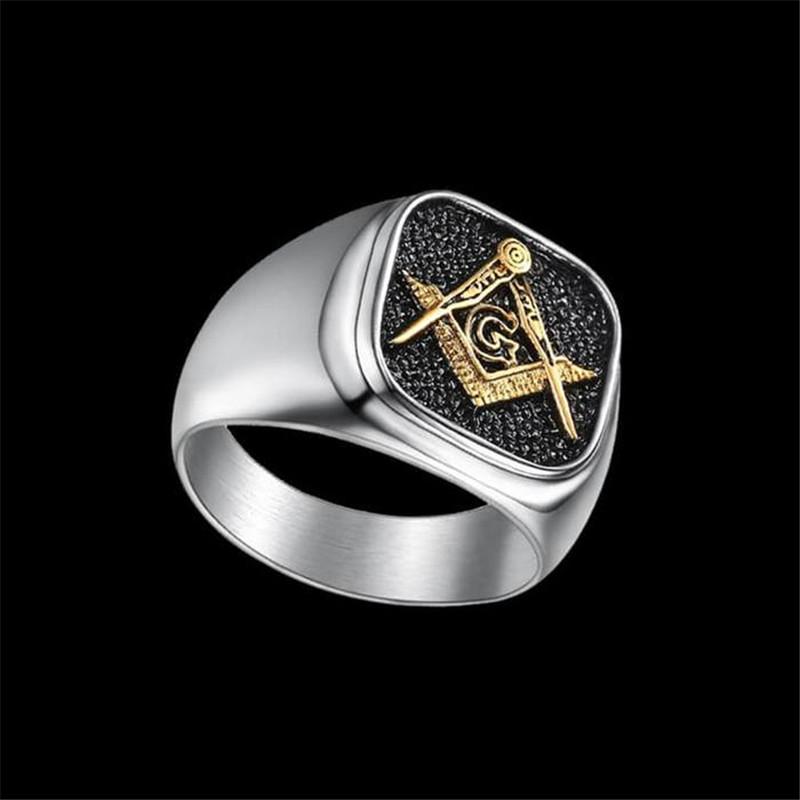 FREE MASON Ring For Man 316L Stainless Steel Jewellery Size 7-15