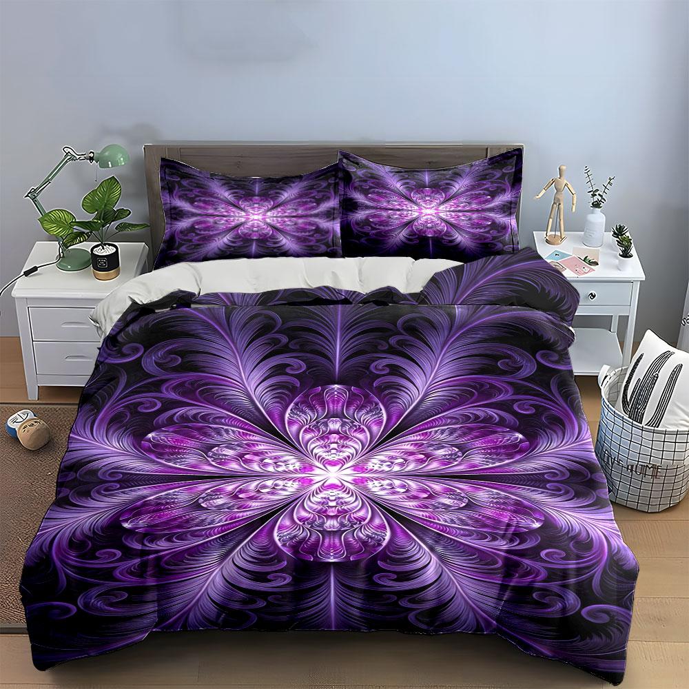Purple floral abstract design. Bedding sets Duvet cover sets Duvet covers Pillowcases(1 * Duvet Cover 2 * Pillowcases without duvet insert)