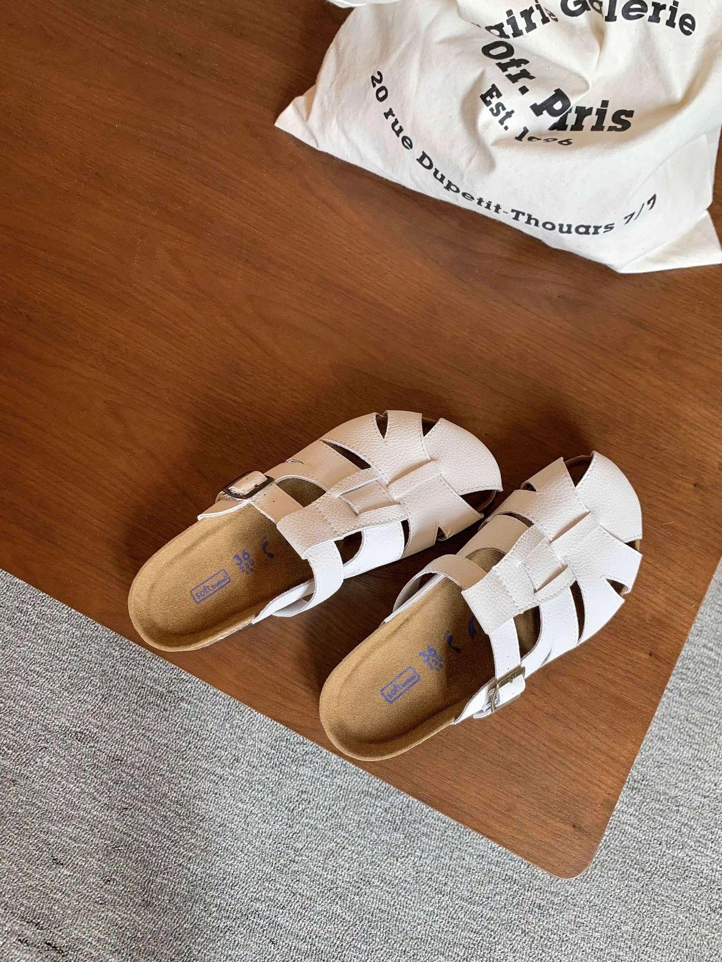 

Модная ретро весенне-летняя новая сумка Boken с полым узором из овчины, головной убор «сто башен», свиная клетка, ленивые одинарные туфли 40 белый