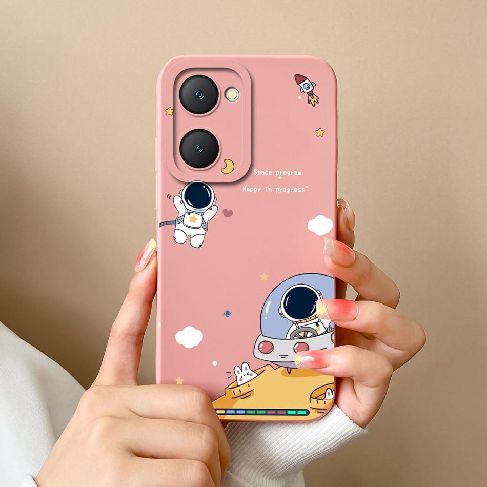 Phone Cases For Vivo Y03 4G Flowers Soft Liquid Silicone Camera Lens Premium Protection Back Covers For Vivo Y 03 Funda Carcasa