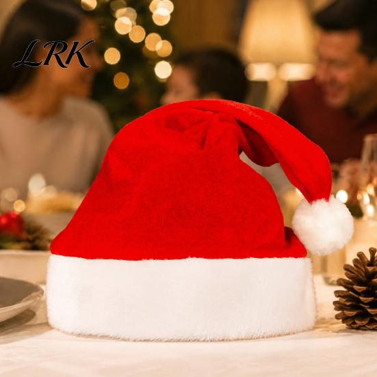 Family Holiday Gathering Accessories Gold Velvet Santa Hat for Adults Kids, Classic Christmas Red with Fluffy Soft Skin Friendly Headgear Trim,