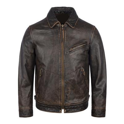 Genuine Cow Men Leather Jacket Vintage Yellow Brown Soft Real Leatger Coat Biker Jackets Spring Autumn