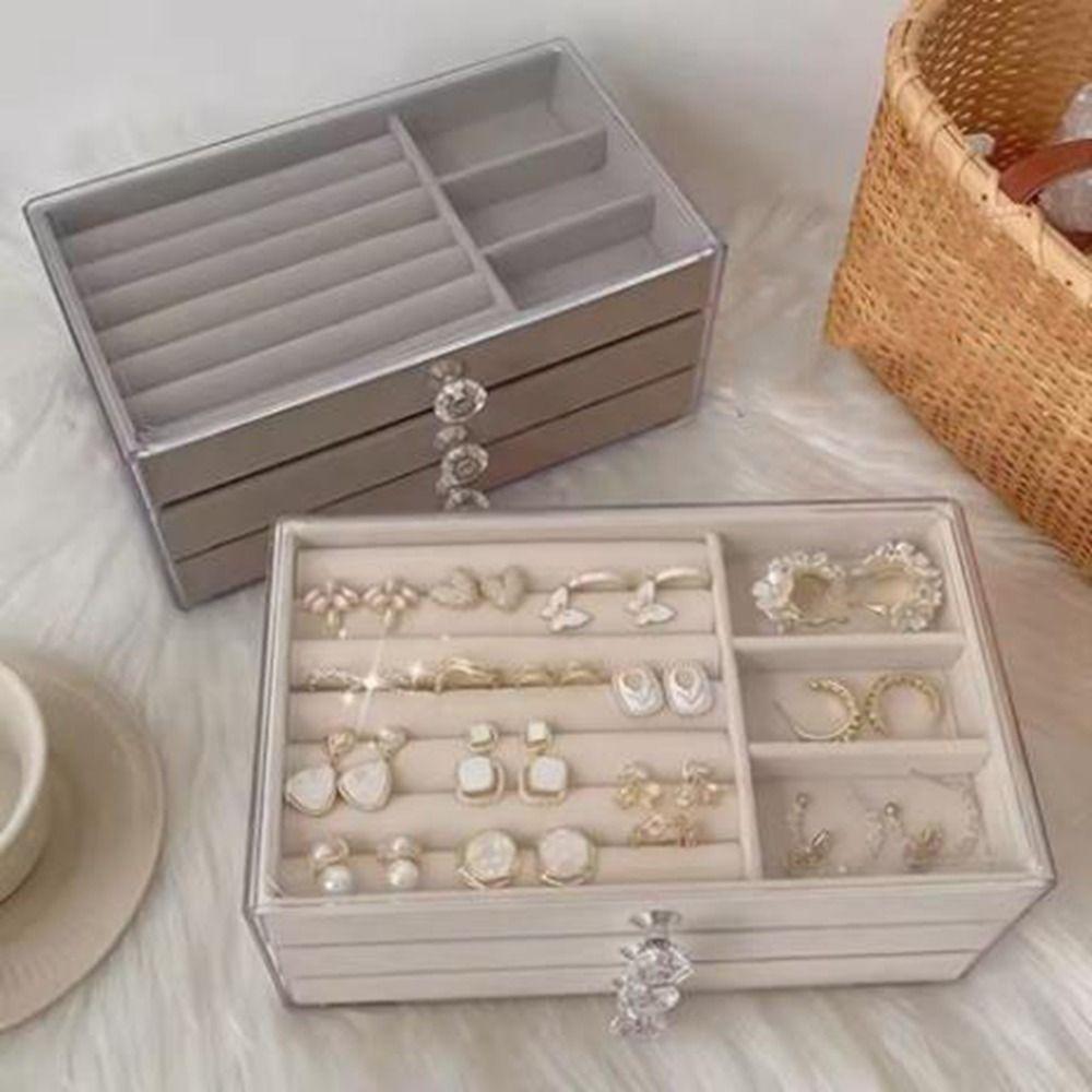 Dustproof Flannel Jewelry Storage Box Stackable Drawer Jewelry Box  for Home
