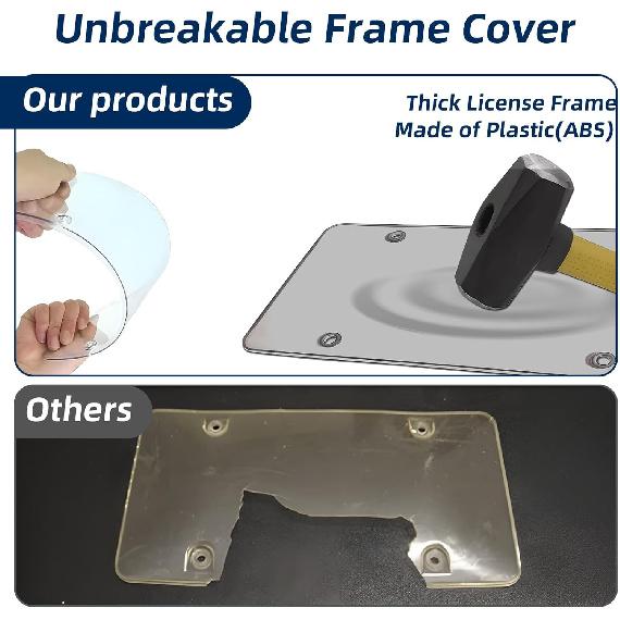 License Plate Cover License Plate Frames: 2 PCS License Plate Protector - Plastic Car Front/Rear License Plate Cover With Screw Cap For US Standard