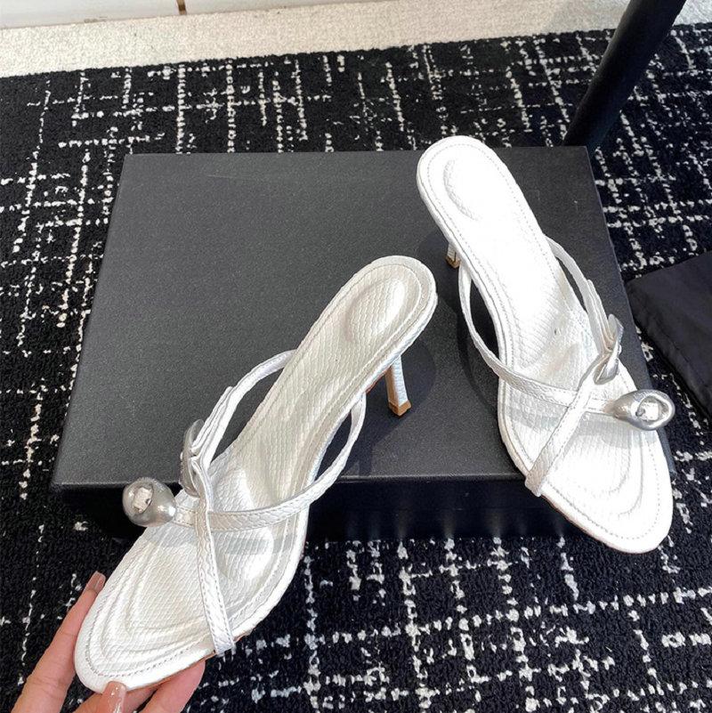Fashion Summer 2025 New A-Style Metal Buckle Cross-Strap High-Heeled Sandals, Thin Heels, Sexy Open-Toe Slippers, And Women'S Flip-Flops