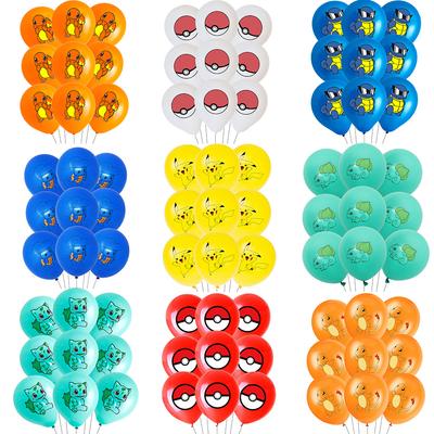 9/18 stk Pokemon Latexballonger Bursdagsdekorasjoner Tegneseriefigurer Pikachu Squirtle Latexballonger Barnebursdag Babyshower