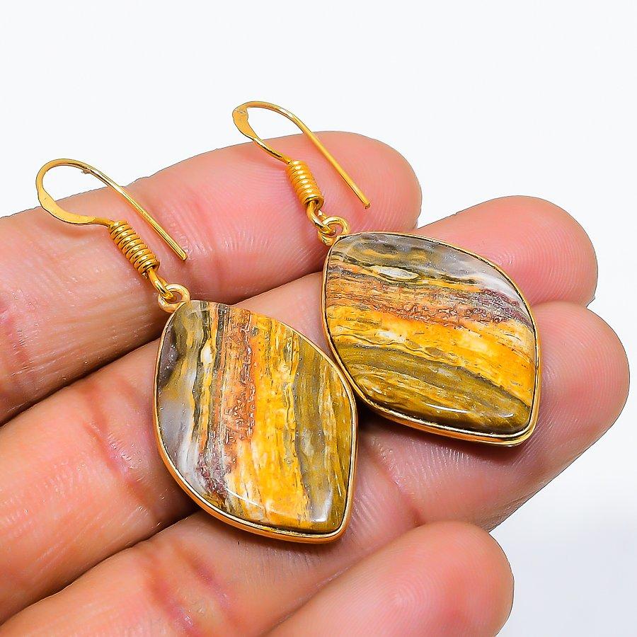 

Rhyolite Jasper Gemstone 925 Solid Sterling Silver Jewelry Earring 1.77 GK-5769