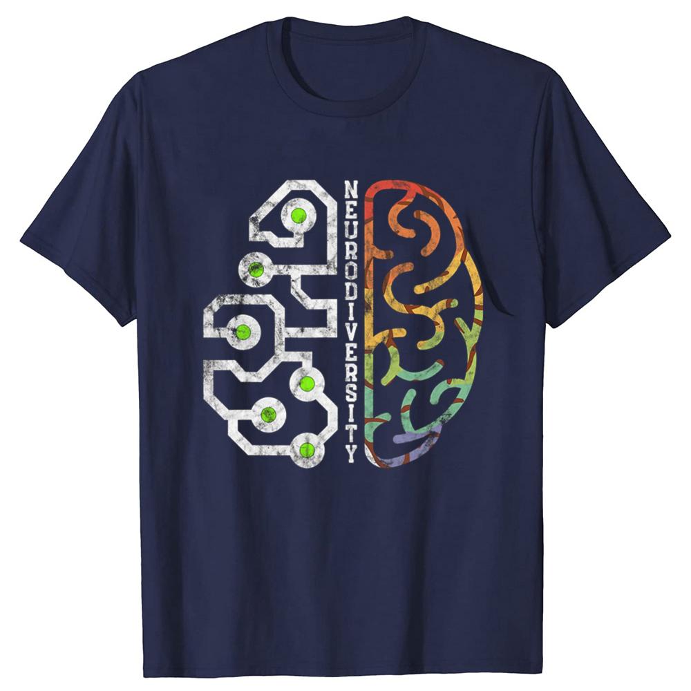 Funny Embrace Neurodiversity Brain For Autism Awareness Graphic Tshirts Men Tshirt 100 Cotton Loose Oversized T Shirt Summer
