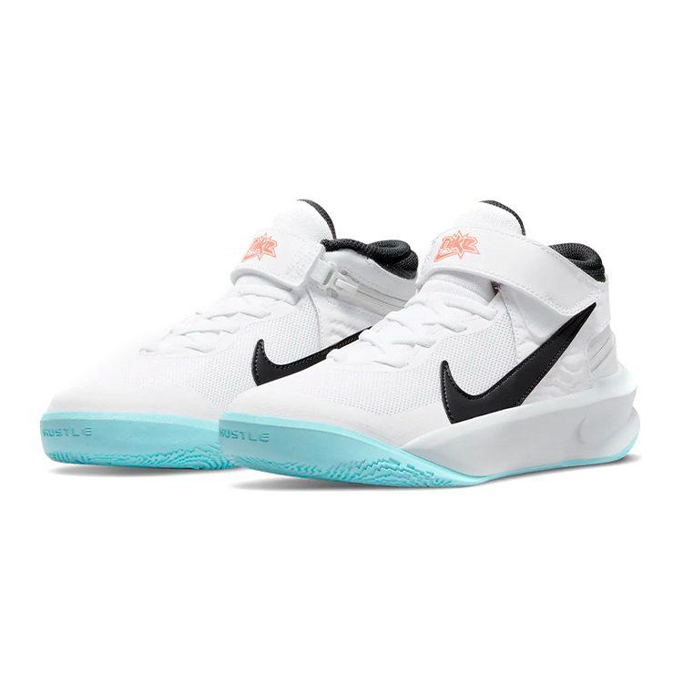 Nike Team Hustle D 10 Flyease Slip Resistant, Abrasion Resistant, Breathable Low top Basketball Shoes White Blue Unisex DD7303-102