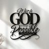 Christian Jesus Metal Wall Art Matthew 19:26 Bible Verse Religious Decor Rotating Hook Gift