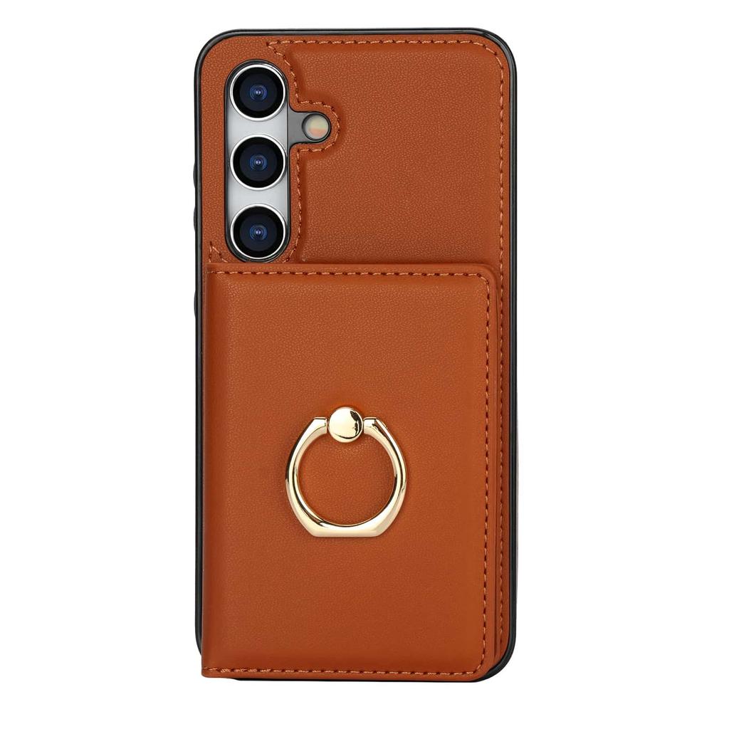 Wallet Case with Card Holder, 360° Rotation Ring Kickstand Magnetic Clasp and Durable Shockproof Cover for Samsung Galaxy S24 FE