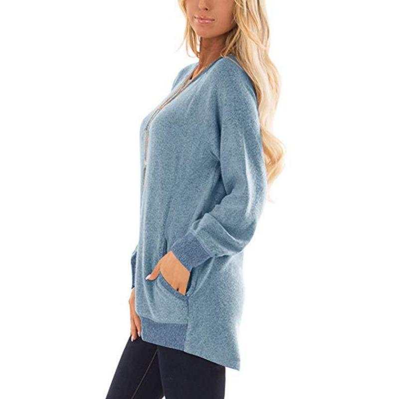 YYFS Women's Fashion Casual Spring Fall Colour Block Print Long Sleeve O-Neck Blouses & Shirts