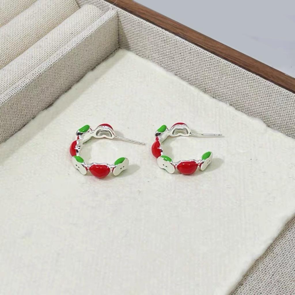 Elegant Apple Stud Earrings Accessory Crafted from High Quality Alloy with Sparkling Zircon for Fashionable Women