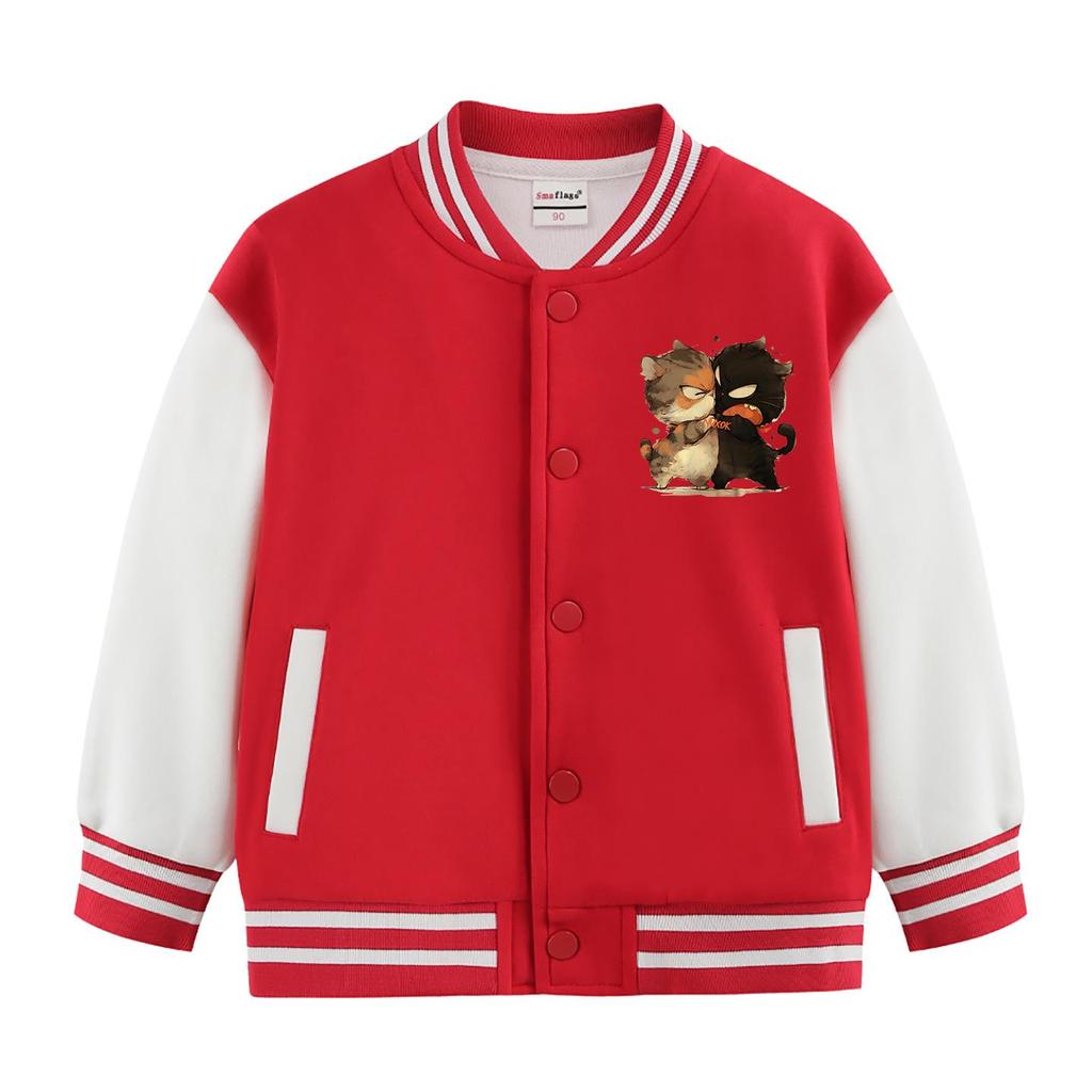Boys' 2026 Fleece-Lined Baseball Jacket for Spring and Autumn