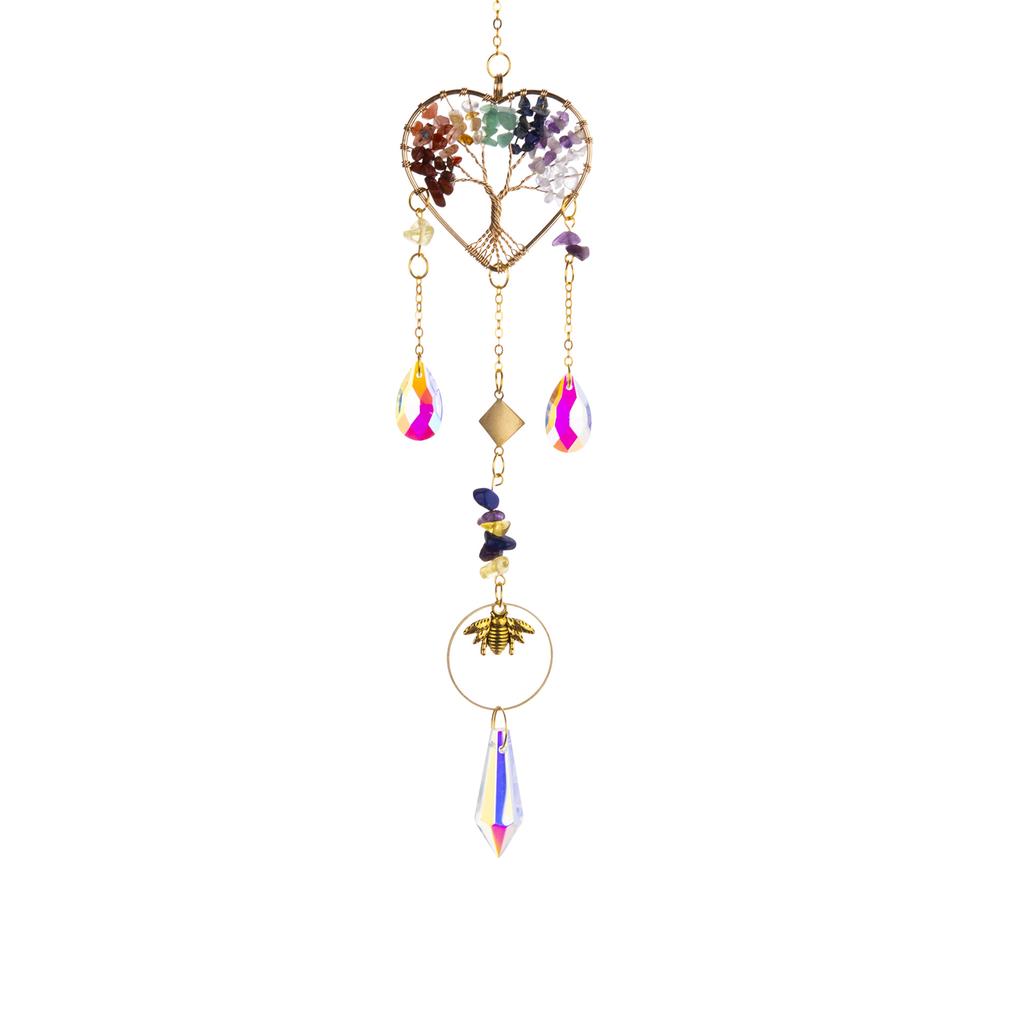 Natural Stone Colorful K9 Crystal Sun Catcher Hanging Pendant Outdoor Garden Home Hanging Decoration Xmas Ornament Gift 2025