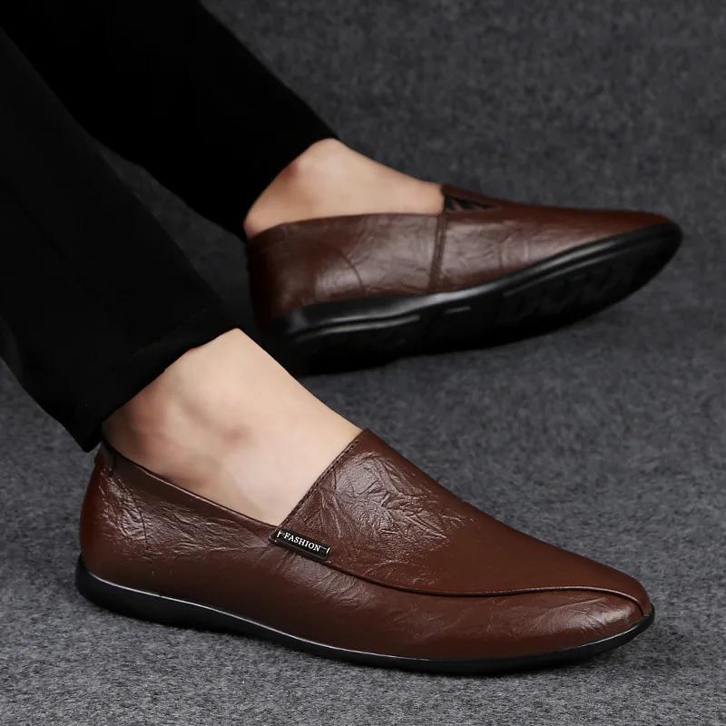 Genuine Leather Men Casual Shoes Luxury Brand Mens Loafers Moccasins Breathable Slip on Italian Driving Shoes Business British