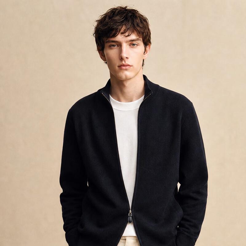 JOW Men's Cashmere Merino Wool Full-Zip Cardigan Sweater