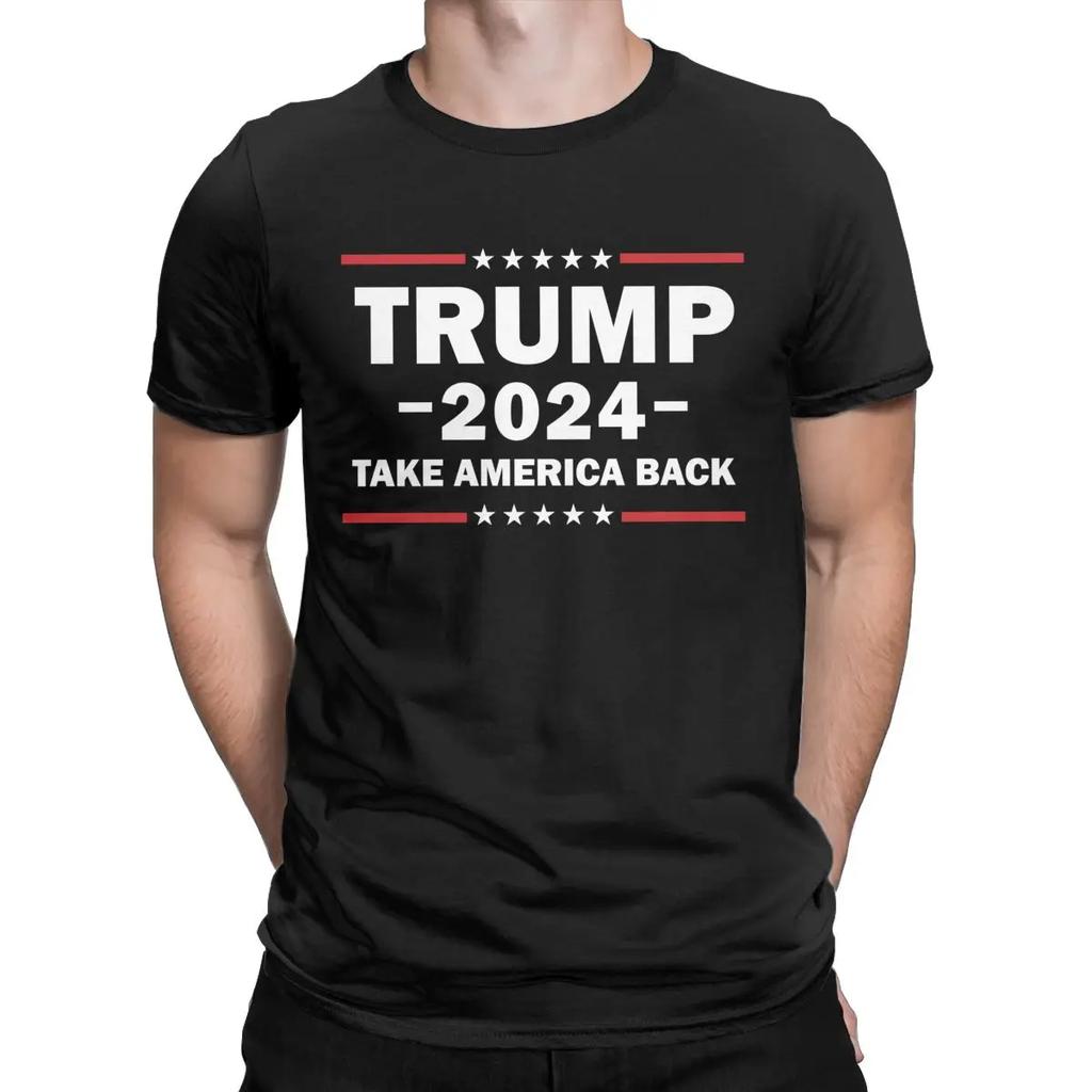 Men T-Shirts Donald Trump 2024 Shirt Take America Back 100% Cotton Tee Shirt Short Sleeve T Shirts Crewneck Clothes Gift Idea