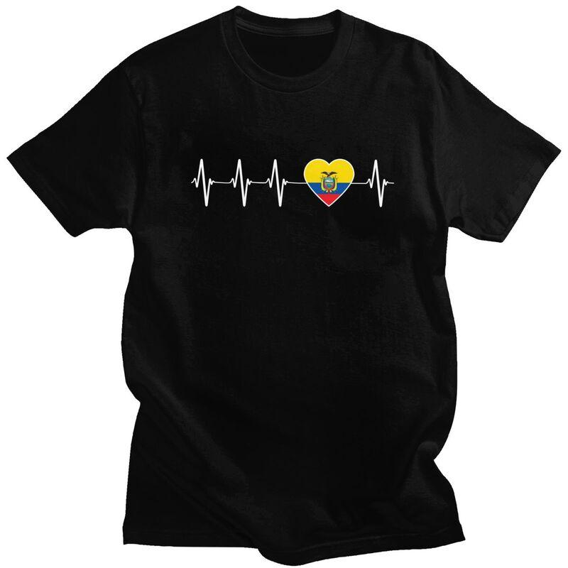 

Custom Trendy Heartbeat Ecuador Flag T Shirt Men Short Sleeves Pure Cotton T-shirt Ecuadorean Proud Tee Tops Fashion Tshirts ... S разноцветный