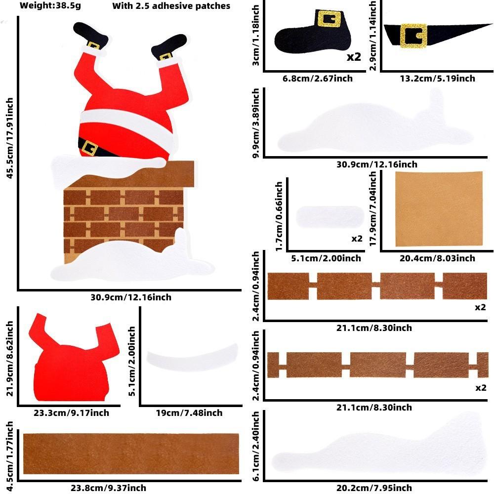 Adorable Christmas Door Decor Felt Cartoon Wall Stickers Featuring Reindeer Snowman And Santa Designs