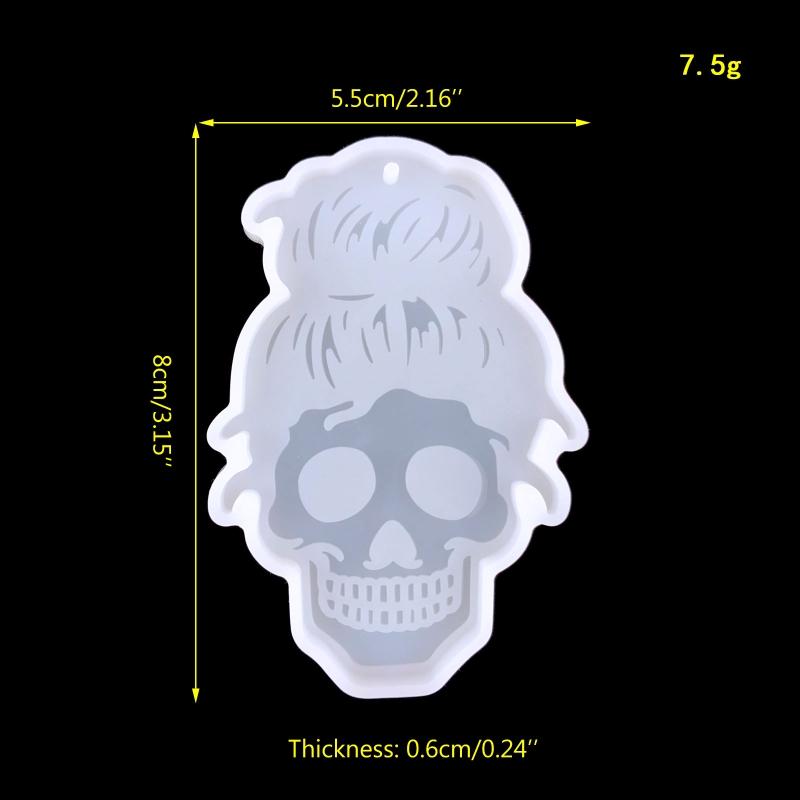 Human for Head Skull Keychain Drop Glue Mold Diy Halloween Pendant Backpack Decor Silicone Mold Epoxy Resin Crafting Mol