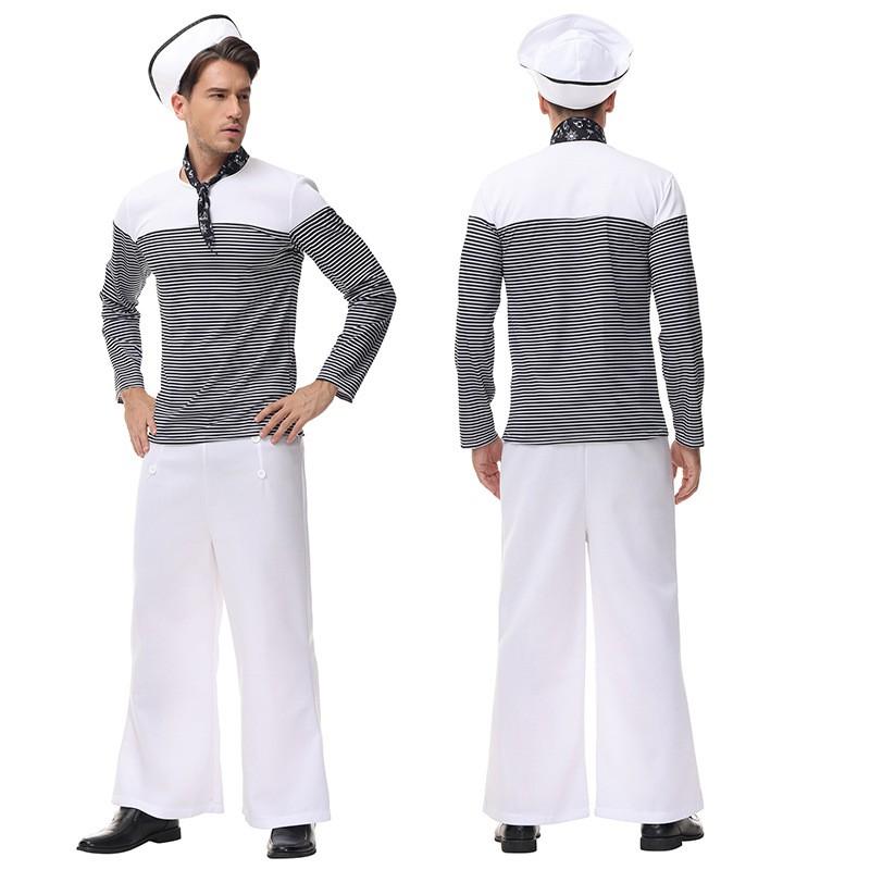 Halloween Costume Pants Adults Kids Unisex Navy Sailor Themed Party Outfit Casual Flared Trousers