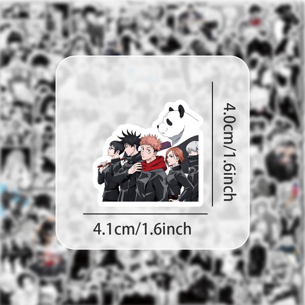 100 Black & White Jujutsu Kaisen Anime Stickers - Waterproof Suitcase Decorations