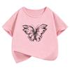 Retro Butterfly Design Printed T Shirts Short Sleeve Kids Childrens Tshirt Boys Girls Summer Spring Casual Top Tee Shirt