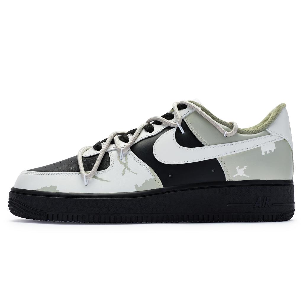 Nike Air Force 1 Low Top Skateboard Shoes Men's Black Green Gray CW2288-111(Team80-)
