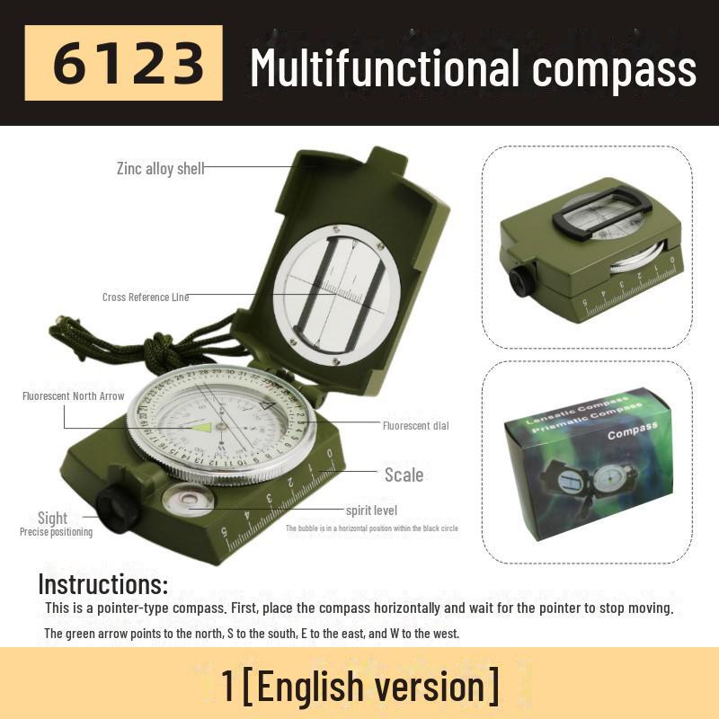 

Высокоточный военный компас для использования вне помещений K4074: Многофункциональный, светящийся металл зеленого цвета.