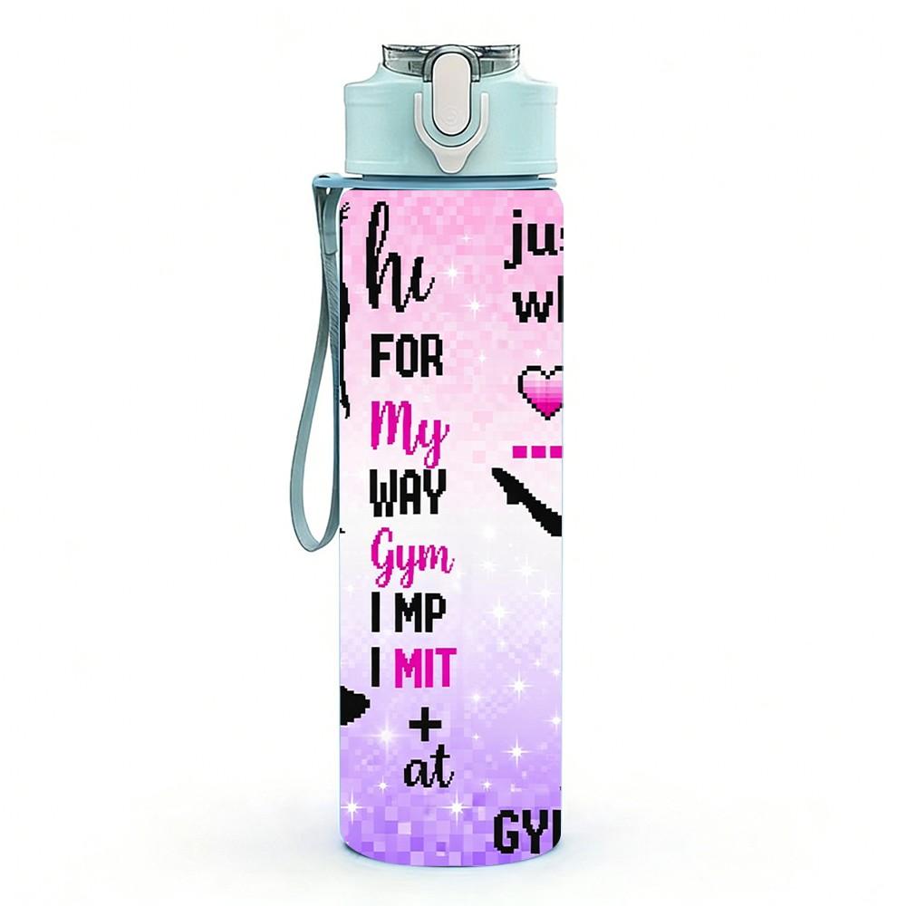 1PC Just A Girl Who Loves Gymnastics Art 750ml Color Plastic Sports Water Bottle Leakproof Flip Straw Lid Suitable for Sports Office Home Use