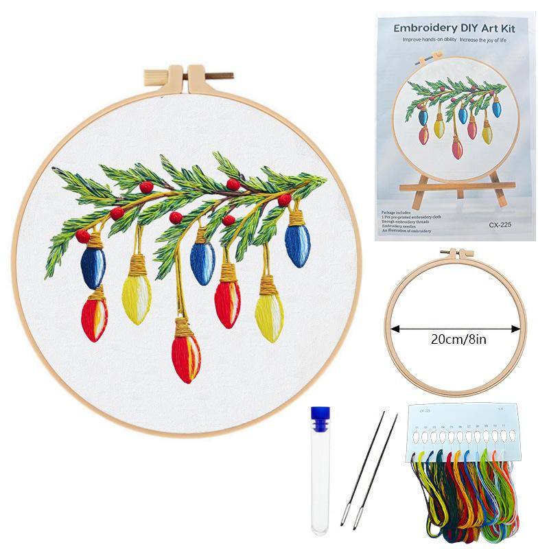 

1set Christmas Embroidery Kit: A Christmas-themed material set with English stitch instructions. DIY embroidery and fabric craft material set. 20cm