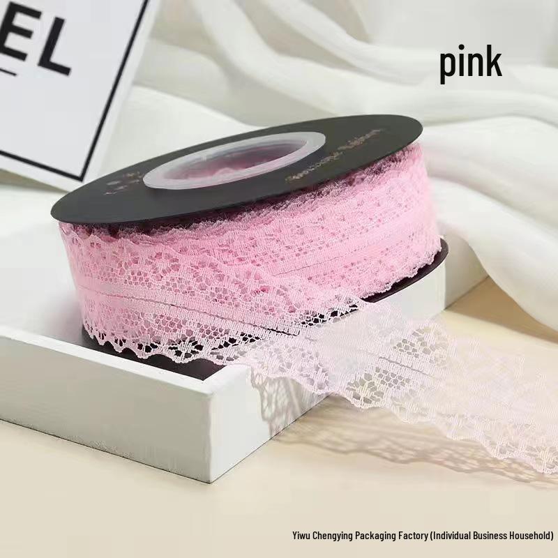 3cm Lace Edge Ribbon for Bouquet & Cake Decor, DIY Bow Streamer - Flower Design 25 & 50 Size