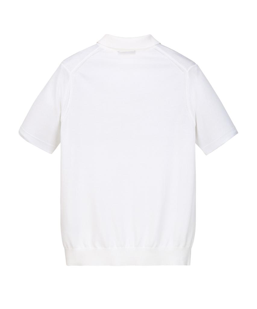 JILLSTUART NEWYORK MEN [Italy Yarn] Silk Cotton Collared Short Sleeve Knit - Off-White (Jnsw6C001Wt)