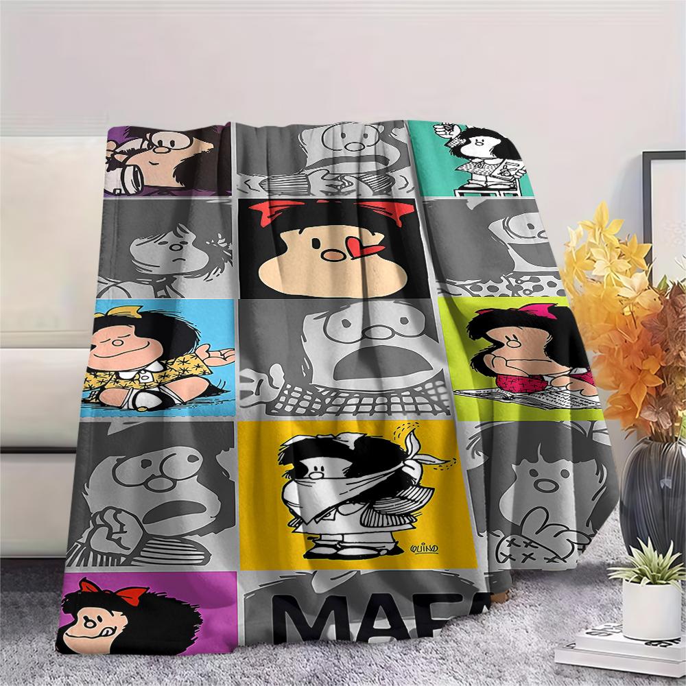 1pz Coperta in Flanella con Stampa Mafalda, Alta Qualità per Tutte le Stagioni, Arredamento per la Casa, Calore e Comfort, Perfetta per Regali di Natale