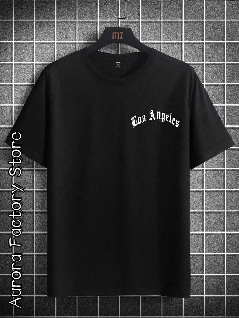 Los Angeles T-shirt Sommar Män Sport Fitness Toppar T-shirts Manlig Casual Kortärmad Bomullskläder Mode Bokstavstryck Streetwear