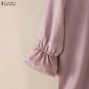 ZANZEA Womens Round Neck Casual 3/4 Sleeve Lace Patchwork Blouse