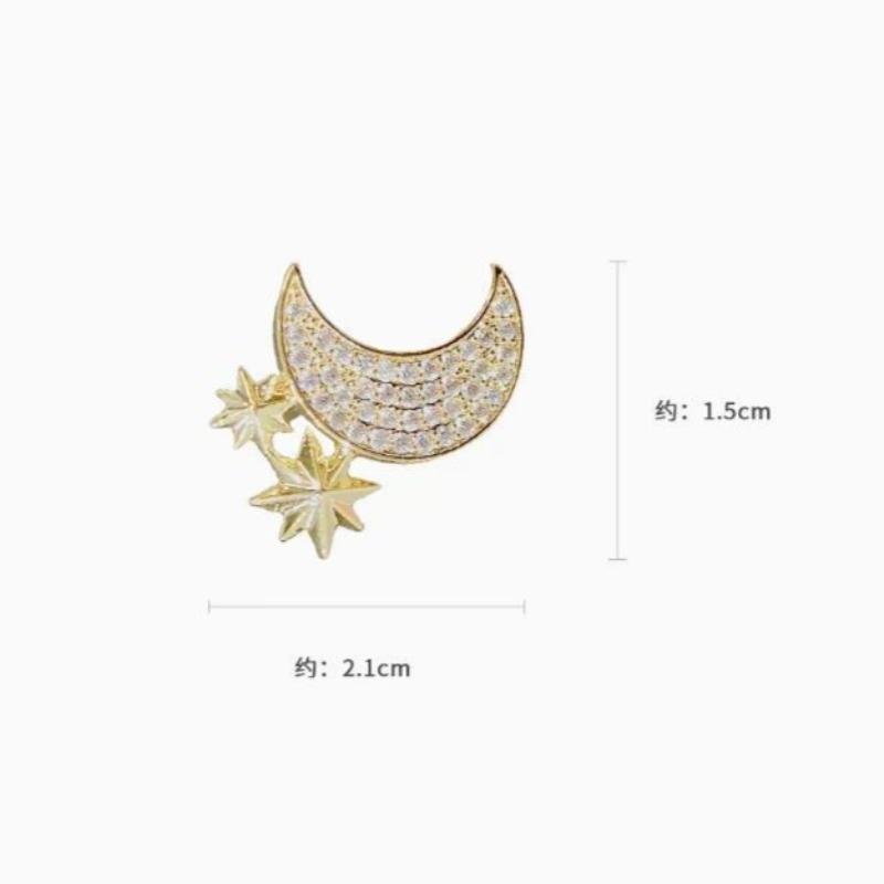 Elegant Rhinestone Moon BroochesFor Women Star Crescent Lapel Pins Clothing Coat Jewelry Party Accessories Gifts