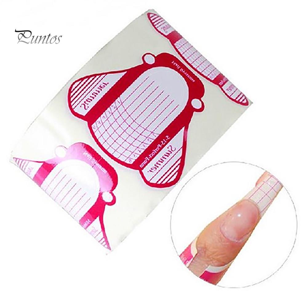 Puntos Nail Art 100Pcs French Tip Extension Forms Guide Acrylic UV Gel Sticker DIY Tool