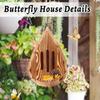 Teardrop Shaped Wood Butterfly Bee House Rustic Natural Shelter Butterfly Habitat Shelter Back Door Opening Weather-resistant