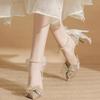 High Heels New Pointed Sequins Bow Hollow Shoes Wedding Shoes Bridal Shoes Pointed Single Shoes