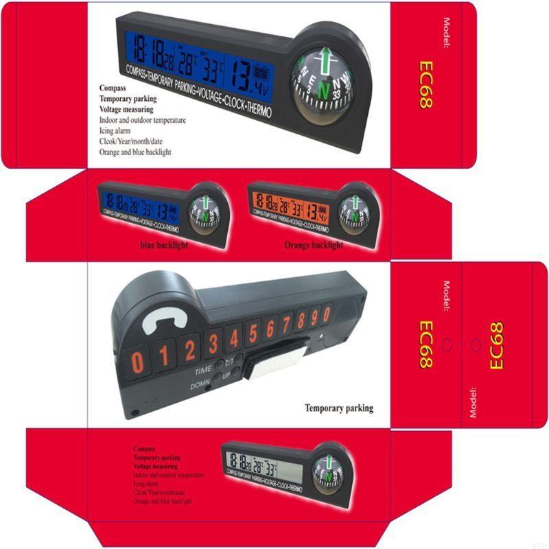 2025 Nouvelle Décoration de Stationnement Temporaire pour VoitureAutomobile Numérique Campa Horloge Thermomètre 12V Mètre Alarme LCD Rétroéclairage
