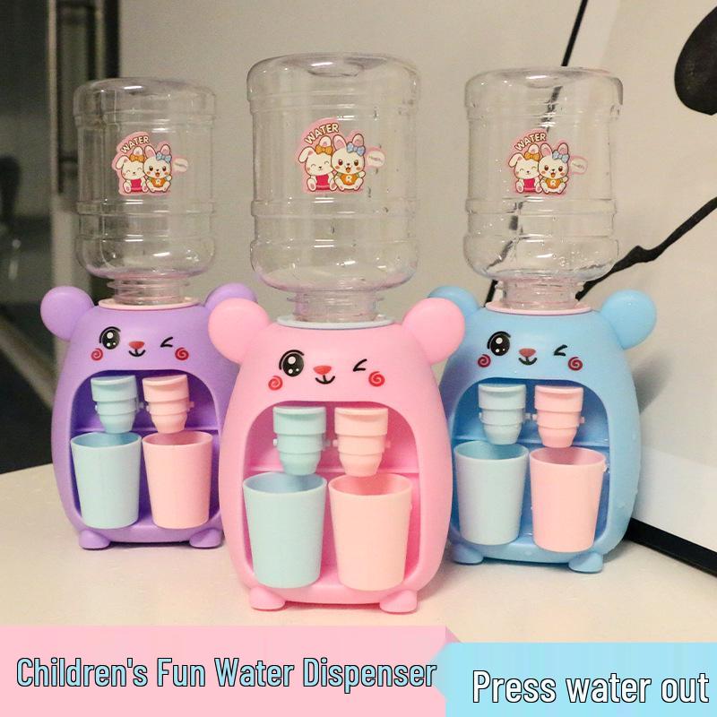 Children's Cartoon Mini Water Dispenser Toy with Dual Outlets for Juice and Beverages - Fun Simulation Machine