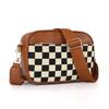 Women's Quilted Checkered Crossbody Bag - Vintage Color Block Shoulder Bag with Zipper Strap & Wallet Pocket, Mini Square Purse for Daily Essentials