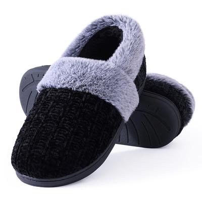 Mode Kidmi Damen Fuzzy Memory Foam Hausschuhe Neu Geschlossene Ferse Strick Schlafzimmerhausschuhe Slipper Beliebte Warme Hausschuhe für Drinnen Draußen